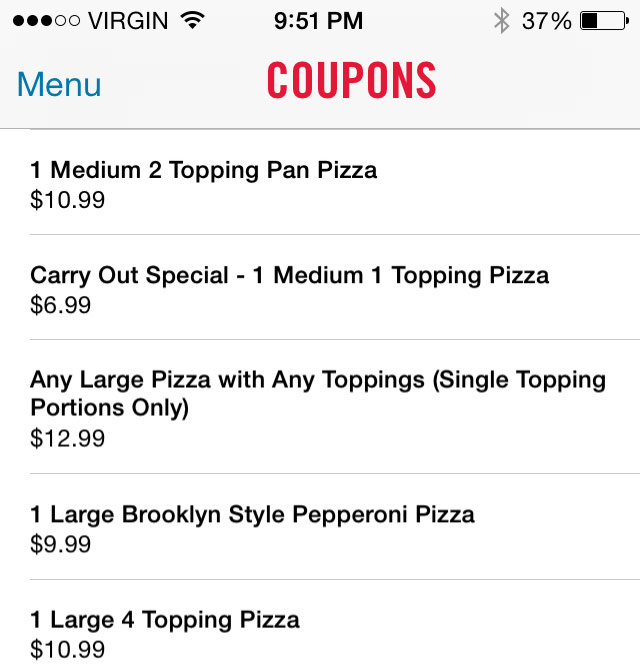 dominos coupon